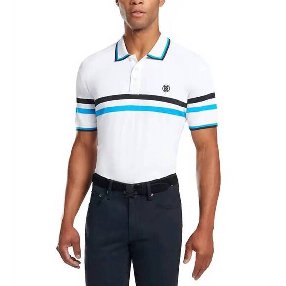 NEW G/FORE perforated chest stripe polo in snow